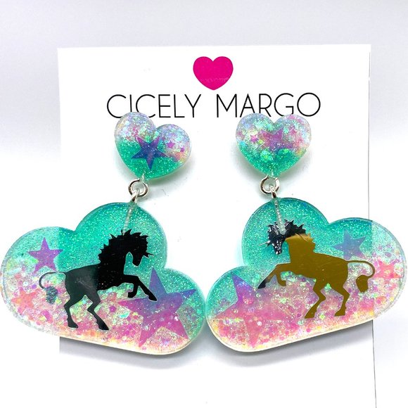 Cloud Unicorn Statement Earrings - Picture 1 of 3